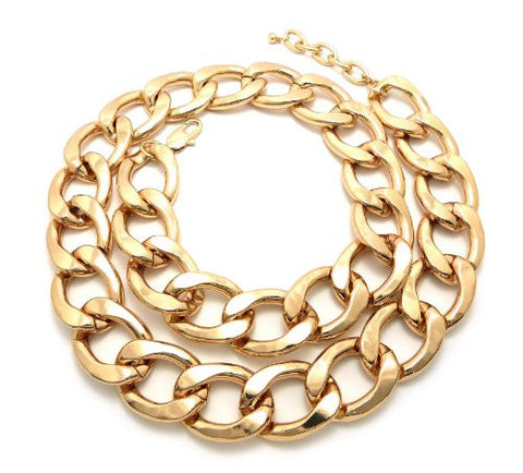Jumbo Size 30mm 33" Lightweight Aluminum Link Chain Fashion Necklace in Gold-Tone