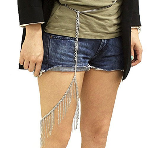 Linked Thigh Chain Lace Fashion Waist Belt in Silver Tone JC2009RD