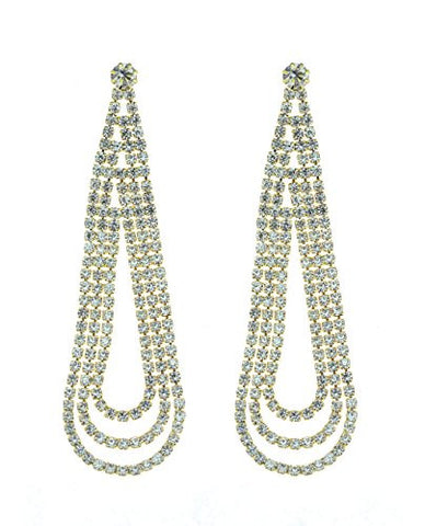 3 Pave Loop Strand Drop Earrings