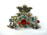 Top Quality Womens Rhinestone Metal Claw Hair Clip Antique Silver (6 Colors)