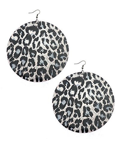 Cheetah Print Big Acrylic Plate Drop Earrings