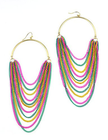 Chandelier Drop Chain Fashion Earrings - Teal/Yellow/Pink E4031MT3