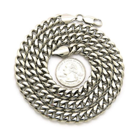 Top Quality 8mm 24" Stainless Steel Miami Cuban Silver Tone Link Chain XC427SS24