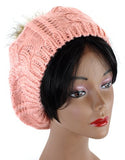 New Puff Ball Charm Knit Beret Hat