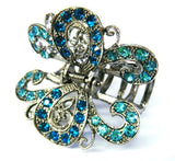 Top Quality Womens Rhinestone Medium Metal Claw Hair Clip Antique Silver 6 Colors