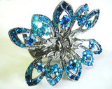 Top Quality Womens Rhinestone Flower Metal Claw Hair Clip Antique Silver 6 Colors