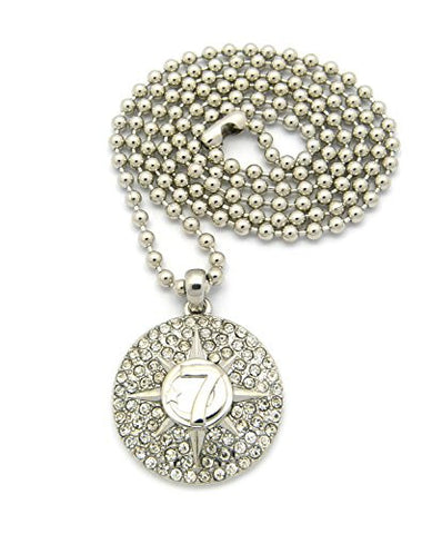 Iced Out 5 Percenters Medallion Pendant 27" Ball Chain Necklace in Silver-Tone XMP33R