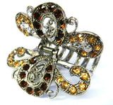 Top Quality Womens Rhinestone Medium Metal Claw Hair Clip Antique Silver 6 Colors