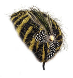 NYfashion101 Unique Zebra Print Headband Fascinator w/ Feather & Cubic Accent