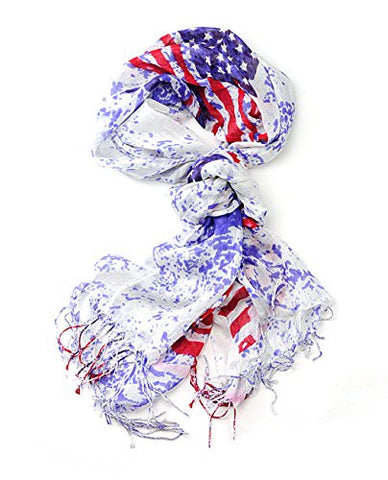 Women's Peace Symbol American Flag Blue Splash Scarf Shawl Wrap
