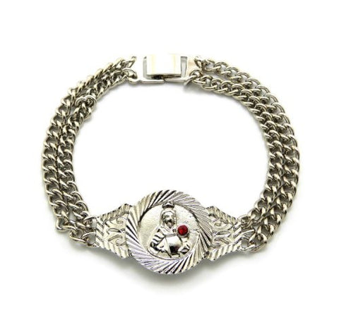 Saint Barbara Pendant Double Link Chain Bracelet