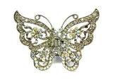 Top Quality Womens Rhinestone Jumbo Butterfly Metal Claw Hair Clip Antique Silver 6 Colors