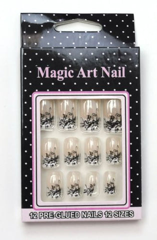 MAGIC ART NAIL Pre-Glued Easy Apply Design Acrylic Nail Tips 12-A-Pack Set