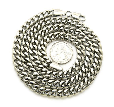 Top Quality 8mm 30" Stainless Steel Miami Cuban Silver Tone Link Chain XC427SS30