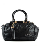 NYfashion101 (TM) Snake Print Lg Shiny Shoulder Bag w/Fringe Accent Hangbag EET01