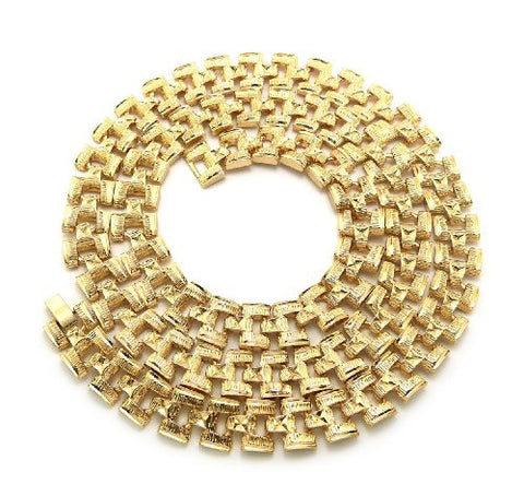 Unique 30" Watch Chain Metal Clasp Hip Hop Fashion Necklace in Gold-Tone