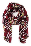 Women's Lightweight Plaid w/ Flower Design Scarf- FLORA