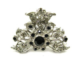 Top Quality Womens Rhinestone Metal Claw Hair Clip Antique Silver (6 Colors)