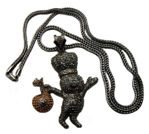 Iced Out Hematite/Amber Tone Dough Boy Penadnt w/ 36" Franco Chain MP440HE-1