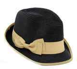 Unisex Stylish Fedora Straw Woven Hat w/ Natural Color Bow Accent by D&Y AFD8446