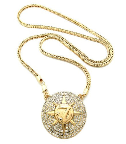 Five Percenters Iced Out Rapper Pendant with 36" Franco Chain Necklace - Gold-Tone XC929G