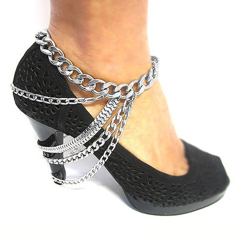 4 Multi-Style Chain Strands Heel Chain Anklet