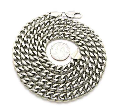 Top Quality 10mm 36" Stainless Steel Miami Cuban Silver Tone Link Chain XC426SS30