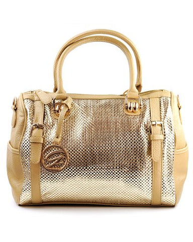 NYfashion101 ?? Womens Faux Leather and Shiny Metallic Handbag