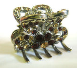 Top Quality Womens Rhinestone Medium Size Metal Claw Hair Clip Antique Silver 6 Colors