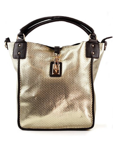 NYFashion101 Snake Pattern Leather Handbag/Shoulder Bag by Galian MSM03G - Gold