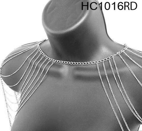 Silver Tone Shoulder Body Fashion Chain HC1016RD