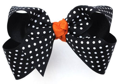 Halloween Style Grosgrain Dotted Ribbon Bow Handmade Hair Clip MADE IN USA BC1-3