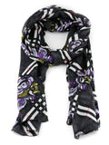 Women's Lightweight Plaid w/ Flower Design Scarf- FLORA