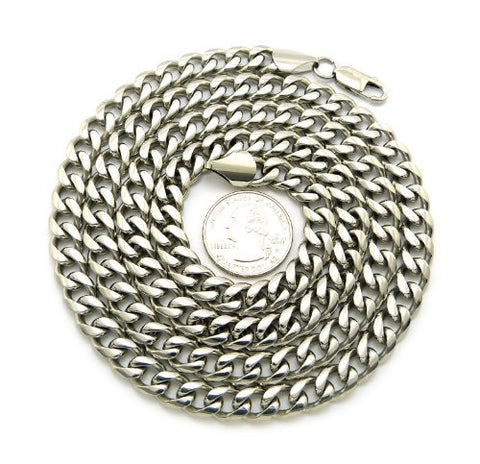 Top Quality 8mm 36" Stainless Steel Miami Cuban Silver Tone Link Chain XC427SS30