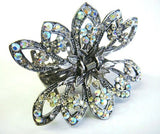 Top Quality Womens Rhinestone Flower Metal Claw Hair Clip Antique Silver 6 Colors