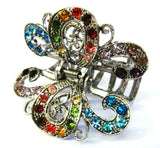 Top Quality Womens Rhinestone Medium Metal Claw Hair Clip Antique Silver 6 Colors