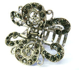 Top Quality Womens Rhinestone Medium Metal Claw Hair Clip Antique Silver 6 Colors