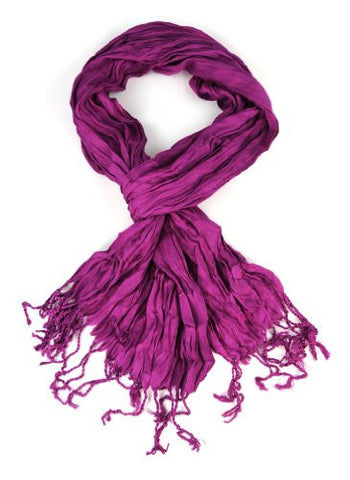 Women's Lightweight Solid Scarf w/ Frayed Ends