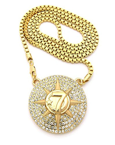 Five Percent Nation Iced Out Star Pendant w/ 36" Box Chain - Gold Tone XP929GBX