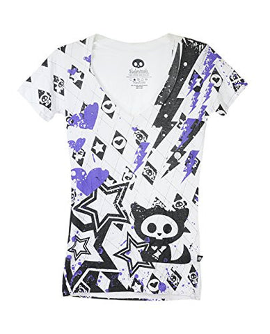 Junior's Purple Lightning Heart Fun Shaped Short Sleeve T-Shirt
