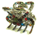 Top Quality Womens Rhinestone Medium Size Metal Claw Hair Clip Antique Silver 6 Colors