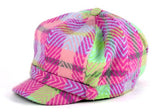 Women's Warm Plaid Ivy Hat w/ Leopard Print Padding Inside CB019-1