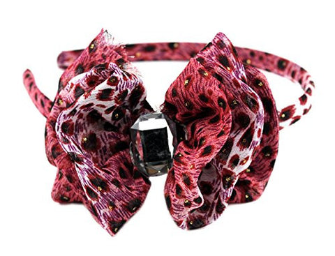 NYfashion101 Glittered Dotted Bow Rectangle Jewel Center Wire Metal Headband