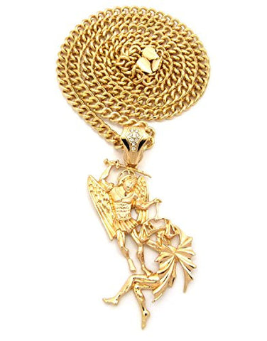 Battle of the Angels St. Michael the Archangel Cuban Link Chain Necklace