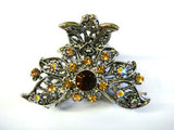 Top Quality Womens Rhinestone Metal Claw Hair Clip Antique Silver (6 Colors)