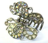 Top Quality Womens Rhinestone Medium Metal Claw Hair Clip Antique Silver 6 Colors