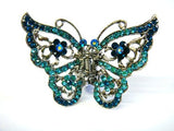 Top Quality Womens Rhinestone Jumbo Butterfly Metal Claw Hair Clip Antique Silver 6 Colors