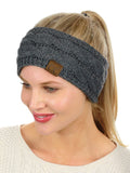 C.C Soft Stretch Winter Warm Cable Knit Fuzzy Lined Ear Warmer Headband