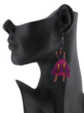 Women's Exquisite African Ebony Model Dangle Pierced Earrings Set, Corset Dress