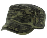 Unisex Cotton Distressed Layered Frayed Cadet Military Cap